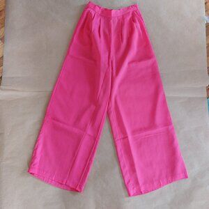 NWT Spring & Mercer Hot Pink Wide Leg Pants High Waisted Trousers Women's S